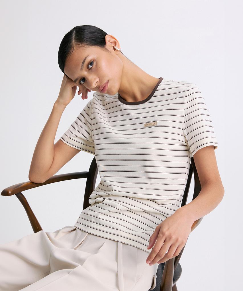 RE RHEE Round-Neck Striped T-Shirt