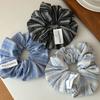 Korea Fashion Stripe Hair Rubber Bands Girls Blue Scrunchie Elastic Big Hair Tie Solid Color Silk Hair Bands Accessoires