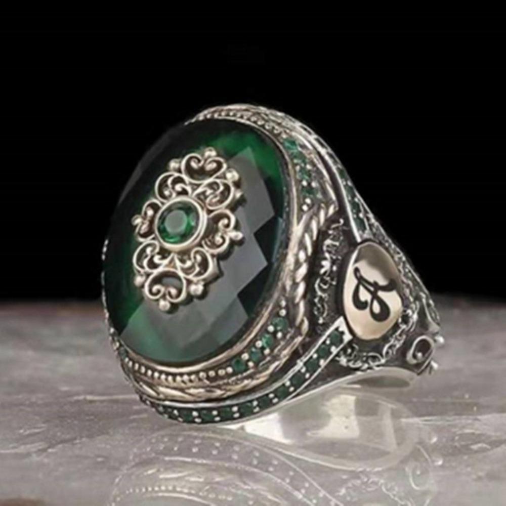 Винтажное кольцо с черным цирконом, мужское