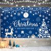 1pc 2D Flat Holiday Christmas and New Year Party Banner - Featuring Snowflakes, Stars, and Reindeer Design, No Power Required