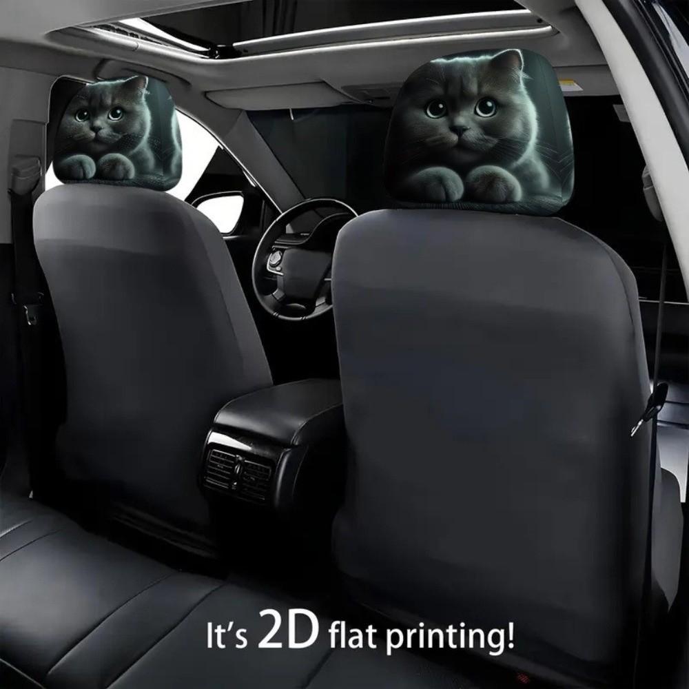 2PCS Realistic Printing Car Head Pillowcase Funny Seat Headrest Protector Gift for Car Lover