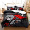Cool Thrilling Japanese Anime Mahou Shoujo Site Duvet Cover + 2 Pillowcases, Mysterious Dark Magical Character Design Bedding Se