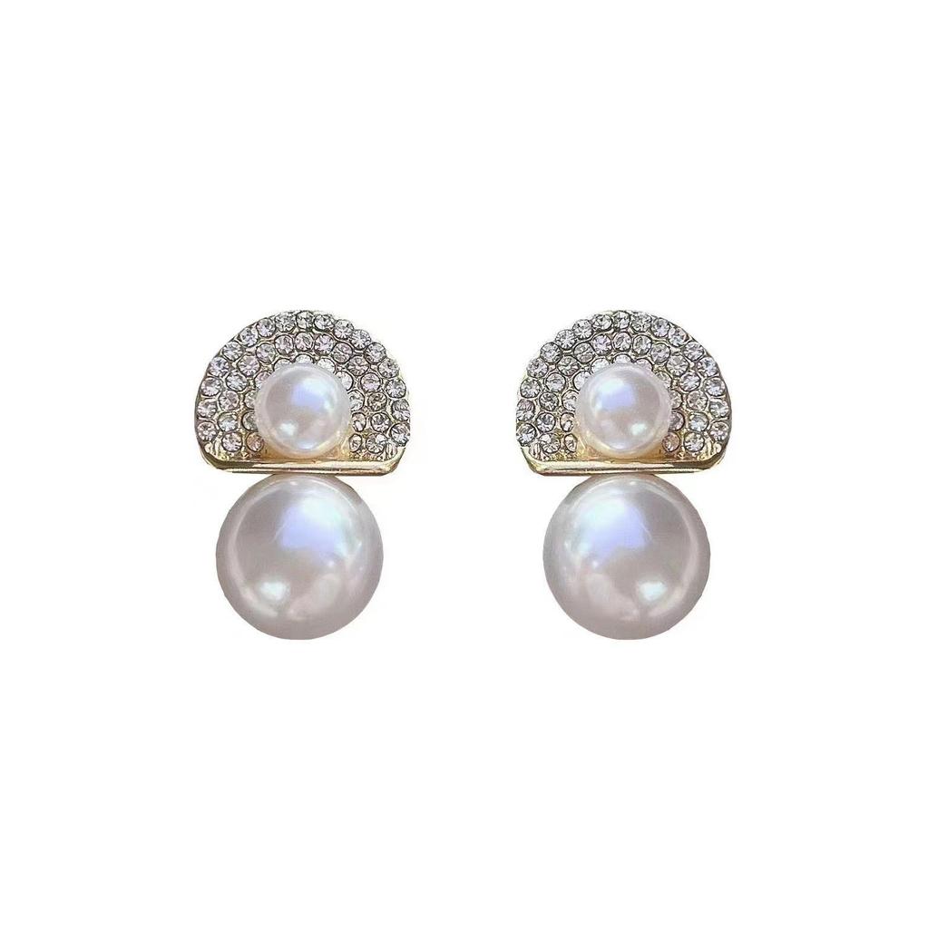 Знаменитый темперамент Серьги-гвоздики с веерообразным дизайном и бриллиантами Нежные модные серьги с высоким чувством Корейские популярные серьги