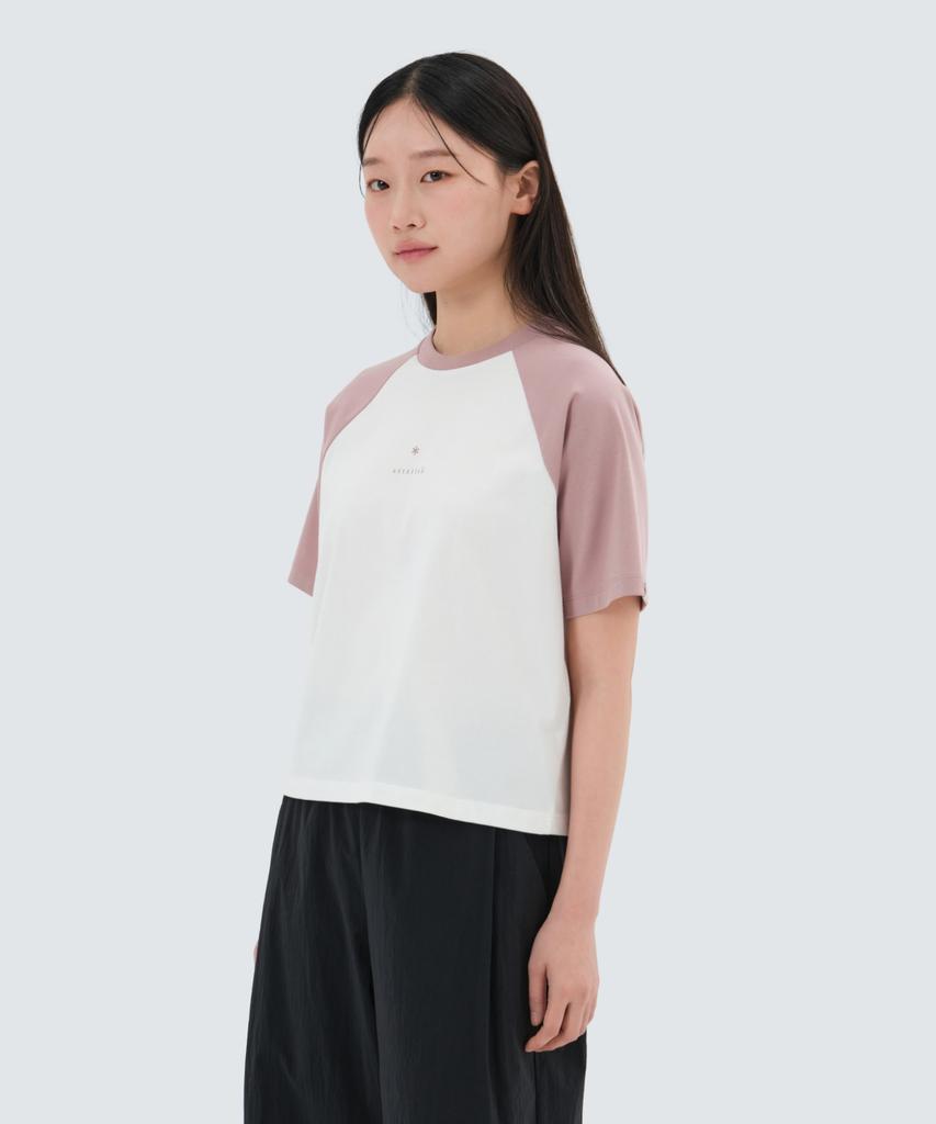 SNOWPEAK APPAREL Aerocool Women'S Color Block Crop Short Sleeve T-Shirt (S25Mwfts75) Deep Pink