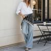 New Multi-functional Polka Dot Triangle Scarf Matching Pants Silk Satin Waist Belt Decorative Headscarf