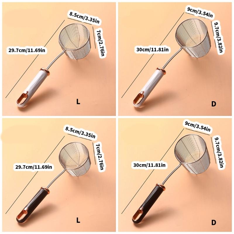 Stainless Steel Colander Deepening Skimmer Ergonomic Handle Colander Spoon Household Kitchen Cooking Accessories