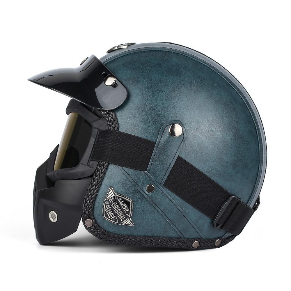 Helmet Helmet Leather Helmet 3/4 Half Helmet Big Turtle King Pedal Helmet Motorcycle DOT Riding Helmet Electric Rider