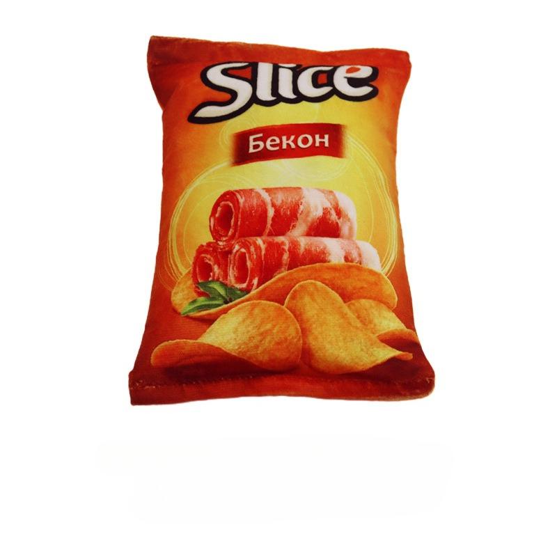 1pc Pet Chew Toy Novelty Plush Potato Chips Dogs Cats Interactive Squeaky Toy Plush Material Teething Play Toys for All Breeds