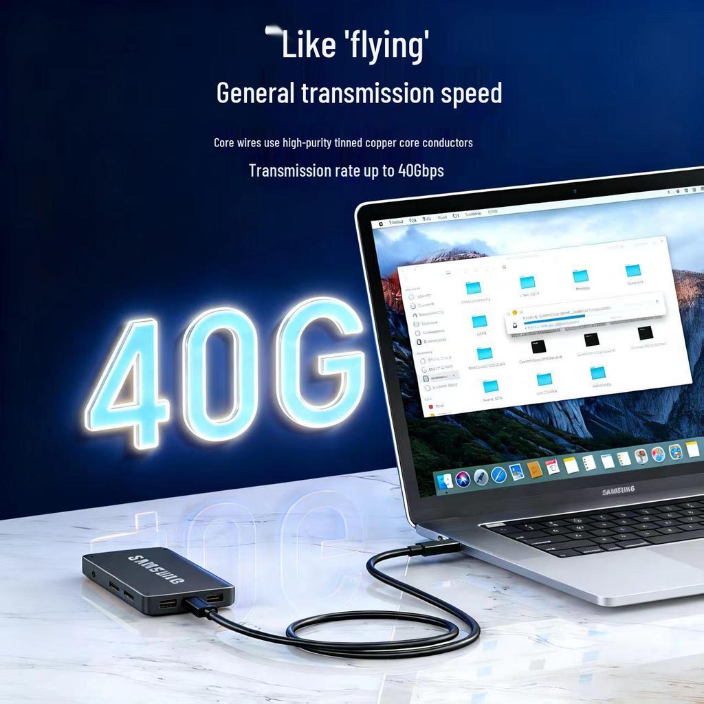 Кабель данных Thunderbolt 4 Type-C Male-to-Male, Высокоскоростной 40 Гбит/с, Зарядка PD 240 Вт, Зеркалирование 8K