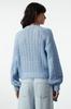 Women's Fashionable Stylish Sweater Blue Soft Textured Openwork Hole Lacing Detailed Knitwear Sweater