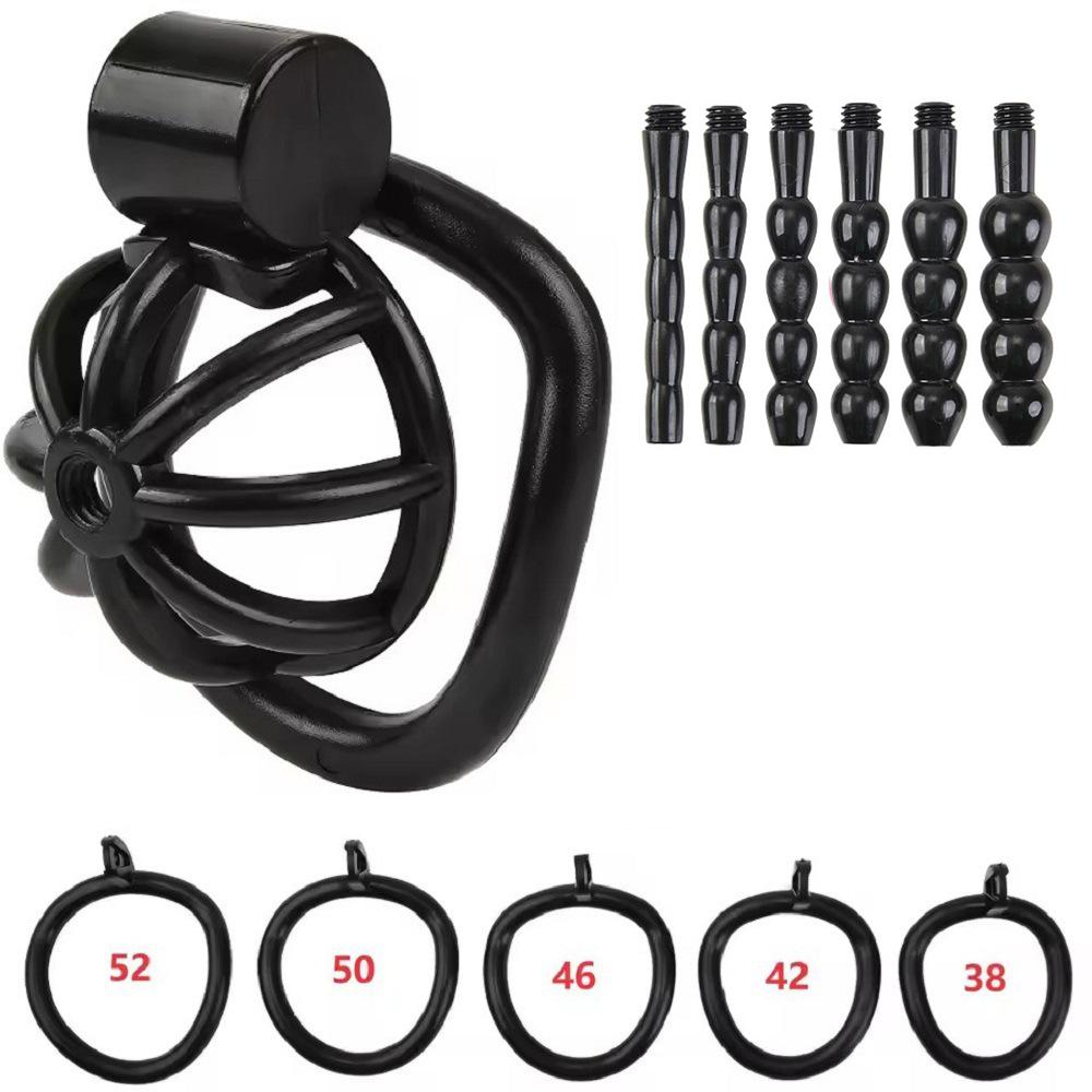 2026 Male Penis Chastity Cage Set Small Chastity Cage 5 Cock Rings With Urethral Sound Plug Penis Bondage Slave Man Sex Toy