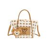 New Disney Polyurethane Shangdi, Plush Tote Shoulder Bag, Crossbody Bag, Handbag Regular Women's Khaki & White 400060362337