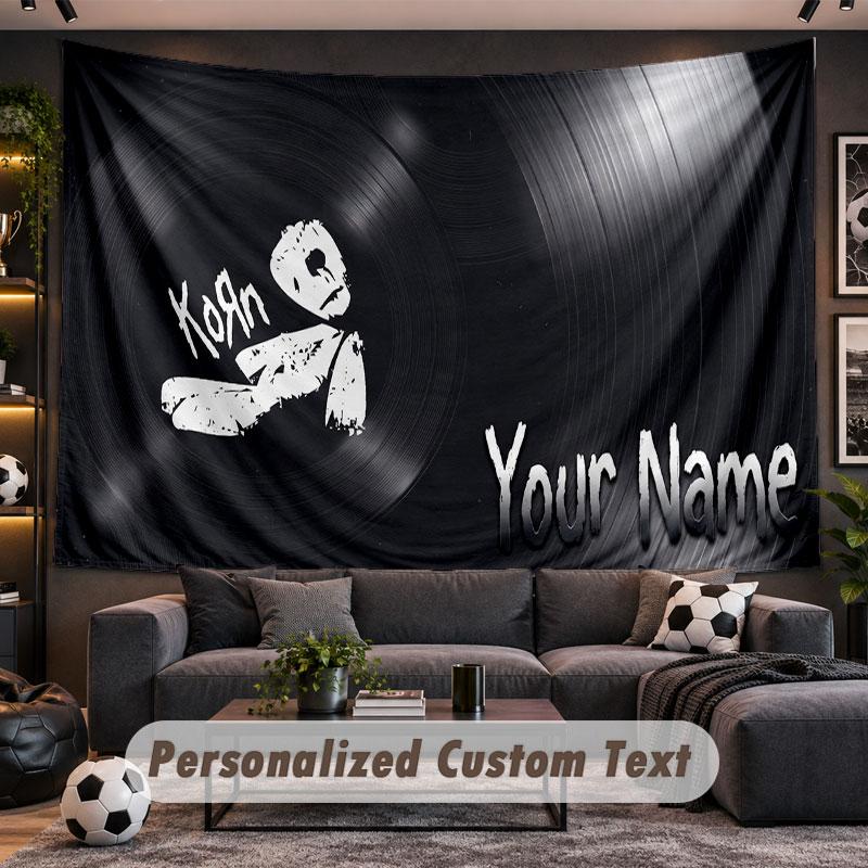 Wall Hanging Tapestry Custom NameKorn Pattern Personalized Printed Fabric Wall Decor