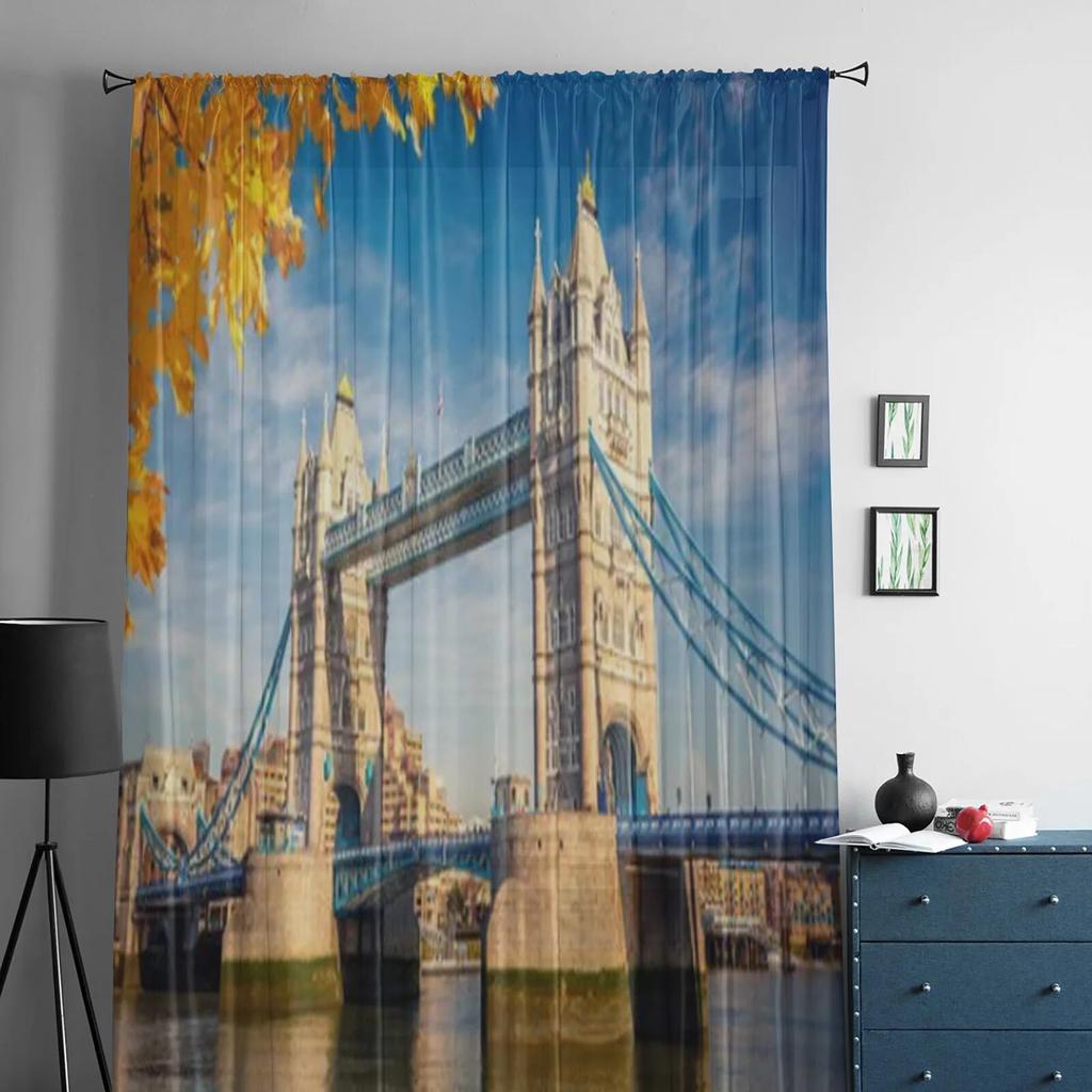 Tower Bridge In London Luxurious Chiffon Sheer Curtains for Living Room Bedroom Decoration Window Voiles Tulle Curtain