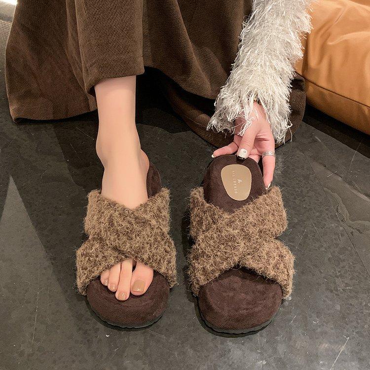 Тапочки Mao Mao женская верхняя одежда 2024 осень и зима новая корейская версия модные и удобные толстая подошва модные однословные котто