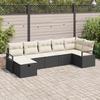 vidaXL 7-Piece Garden Sofa Set with Cushions Black Poly Rattan 3359196