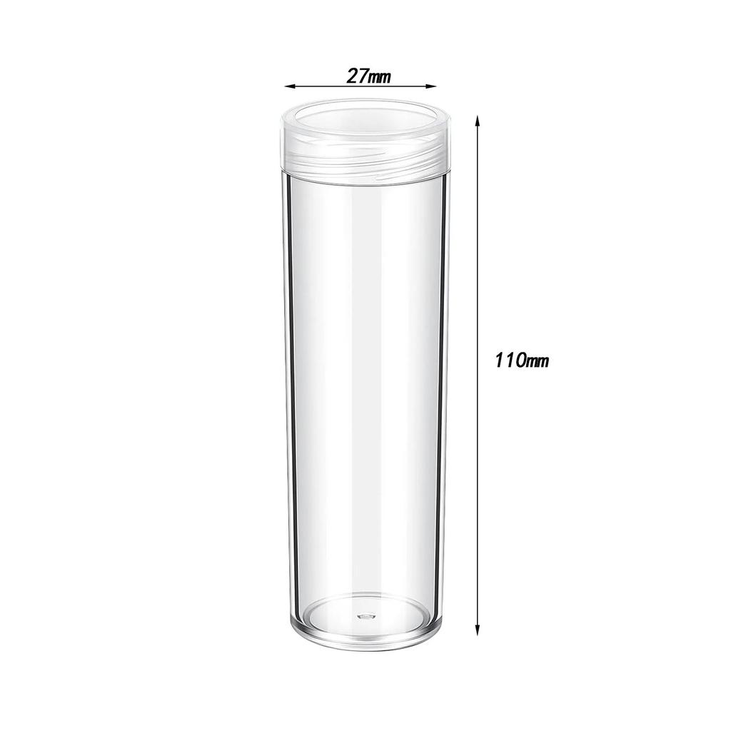 10 Pieces Coin Storage Tubes Sturdy Round for Coins Collection Transparent