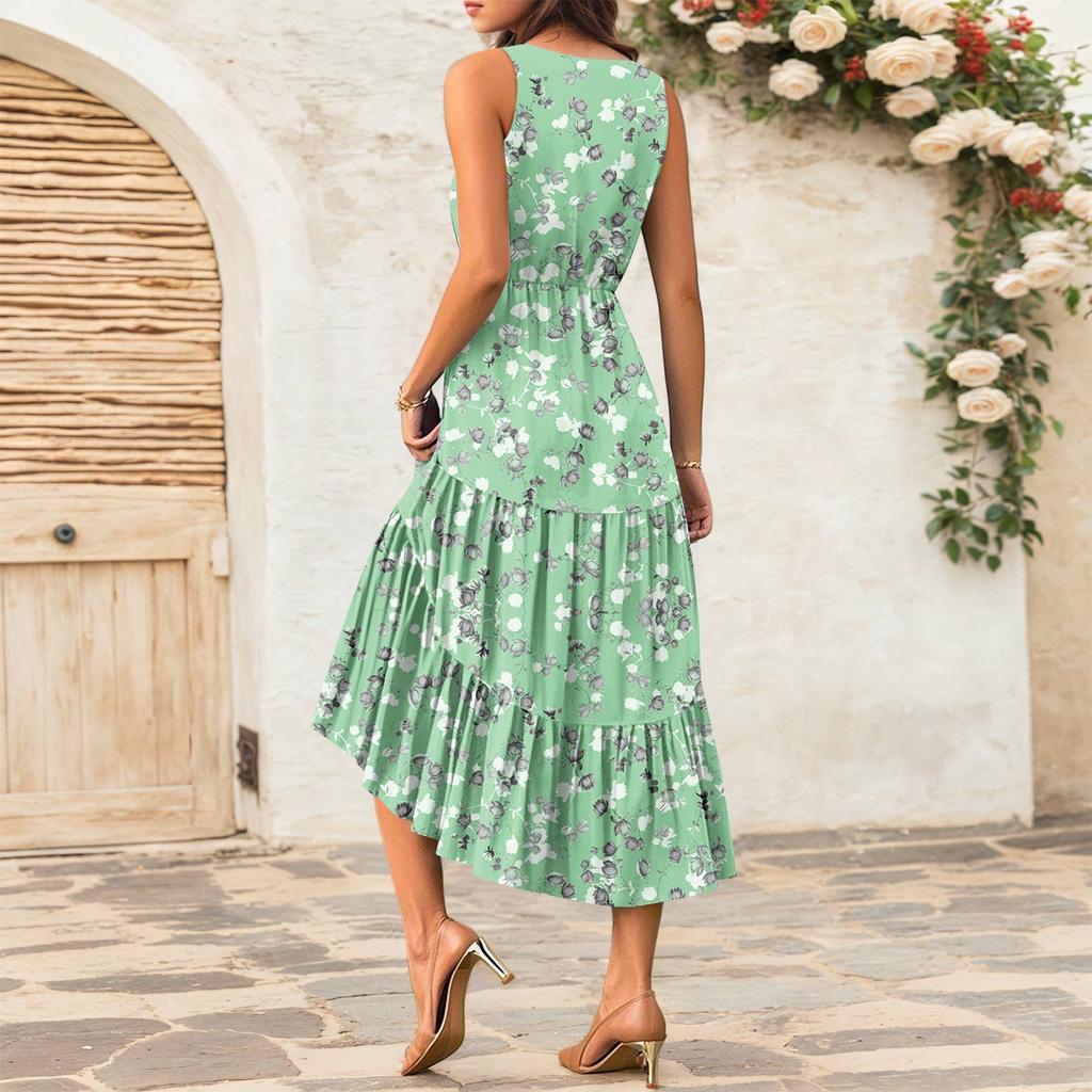 Women's Flowing Dresses Women's Summer Dresses Casual Sleeveless Long Dresses Cute Floral Long Dresses