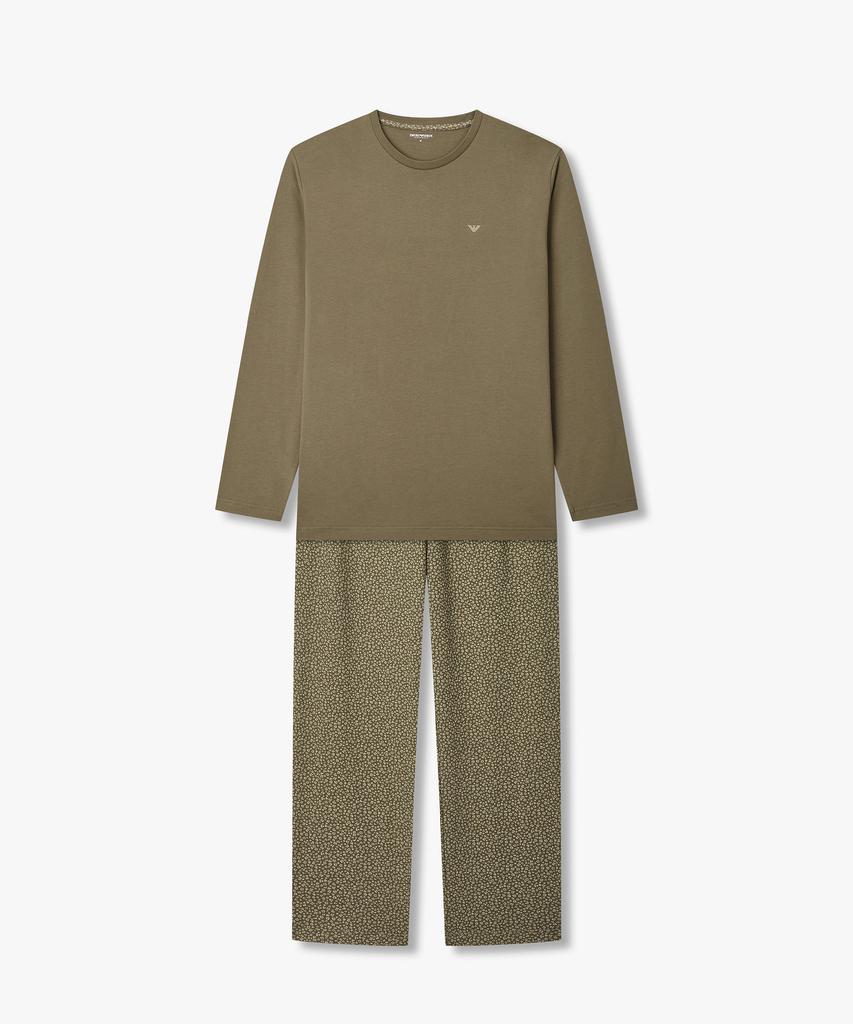 EMPORIO ARMANI UNDERWEAR Men'S Mixed Pattern Print Jersey Pajama Set_Khaki 0816139150