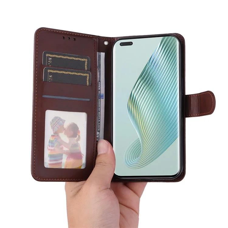 Чехол-подставка для телефона For Honor Magic5 Pro из телячьей кожи с ремешком