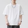 Bamboo Joint Cotton Summer Round Neck Short-sleeved T-shirt Men's Solid Color Loose Five-point Sleeve Japanese Retro T-shirt