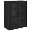 Highboard 2 pcs Black Oak Effect Engineered Wood and Glass