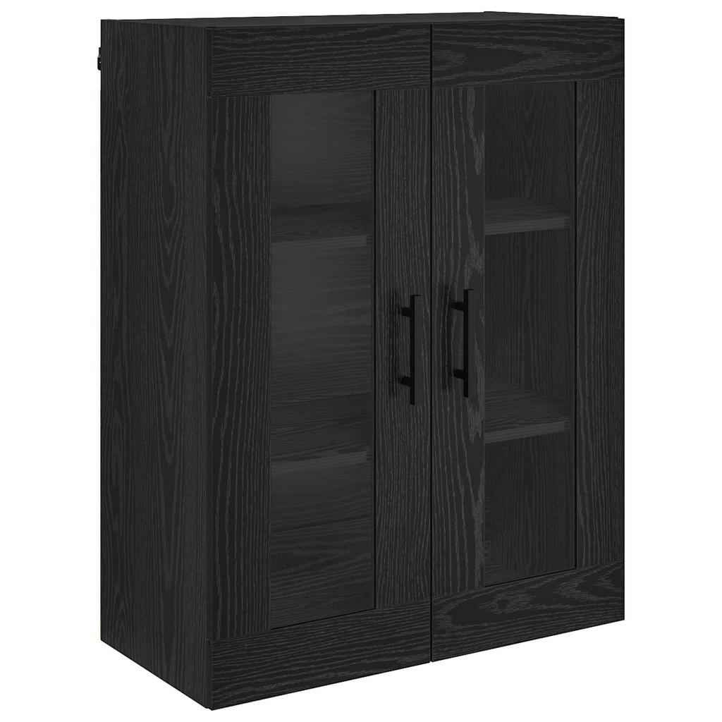 Highboard 2 pcs Black Oak Effect Engineered Wood and Glass