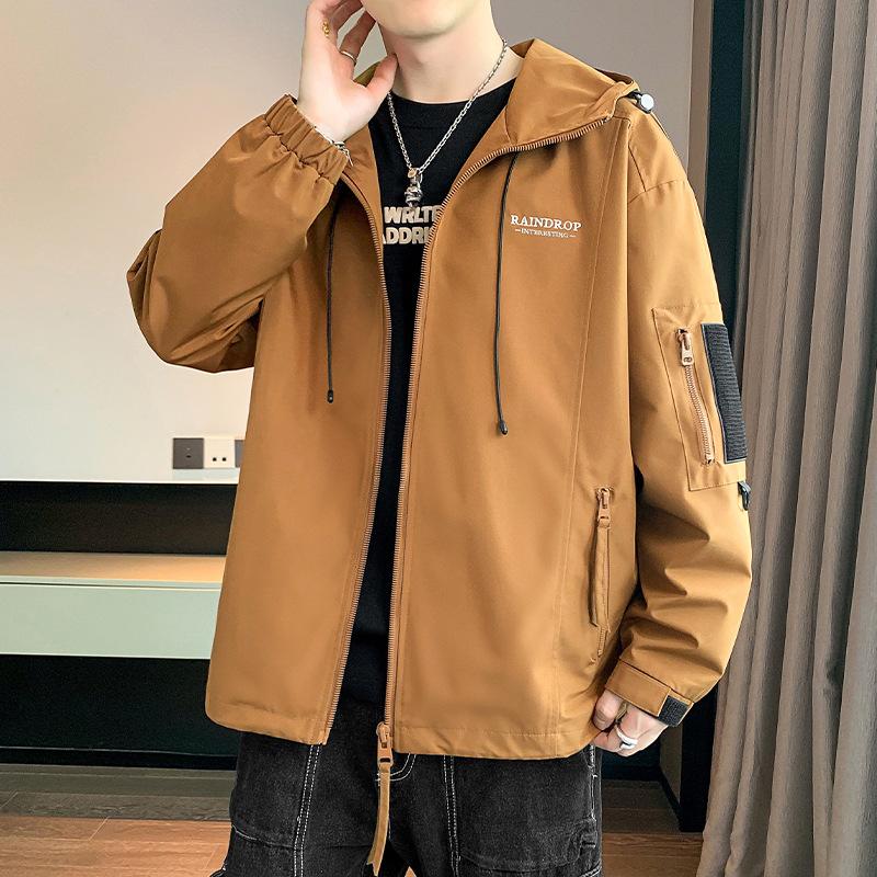 Куртка с капюшоном, мужская, весенне-осенняя, свободная, универсальная, ветрозащитная, куртка для активного отдыха, повседневная, студенческая, куртка-карго