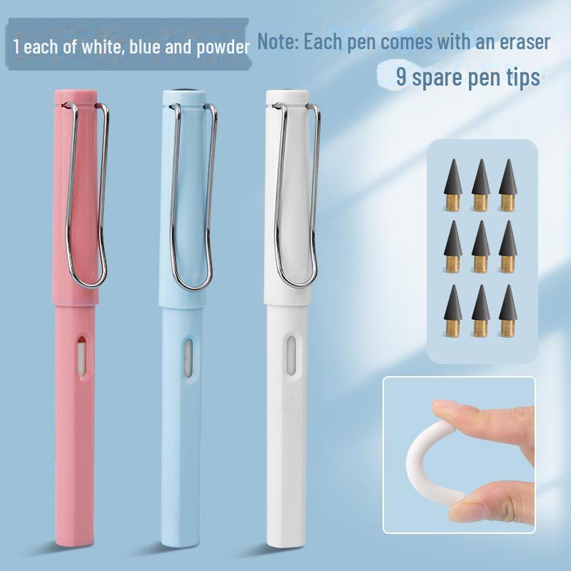 Нетоксичный, не требующий заточки, бесконечный по стиранию, стираемый и долговечный ученический карандаш.