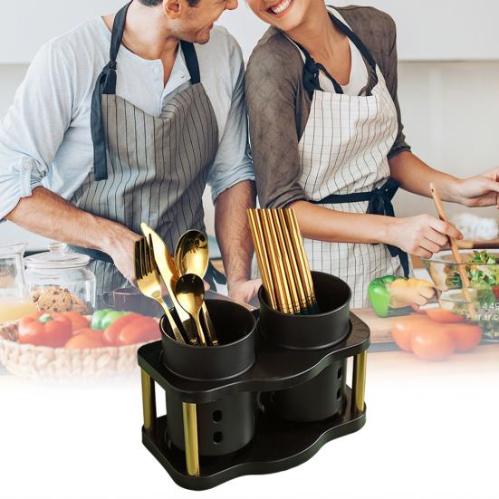 Chopstick Holder with Drainage Holes 2 Grids Large Caliber Orderly Kitchen Chopstick Case Shelf Dining Room Utensil