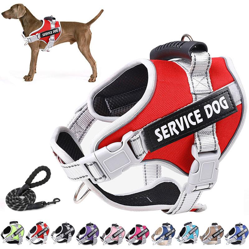 No Pull Dog Vest Harness Service Dog Chest Collars Puppy Accessories Tactical Train Medium Small Leash Set For All Breeds Dogs