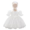 Кружевное детское крестильное платье в европейском и американском стиле с пышной юбкой и шапочкой