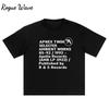 RogueWave Men T-Shirt Washed Black Print Graphic Oversized Korean Fashion Short Sleeve Tops Tees Y2k Streetwear Clothing