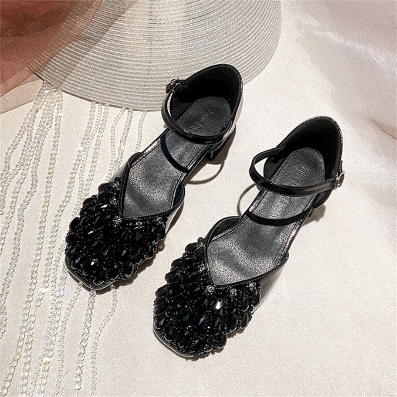 Высококачественные женские туфли со стразами, 3 см, низкий каблук, женские туфли в стиле ретро «Мэри Джейн», удобные женские туфли-лоферы
