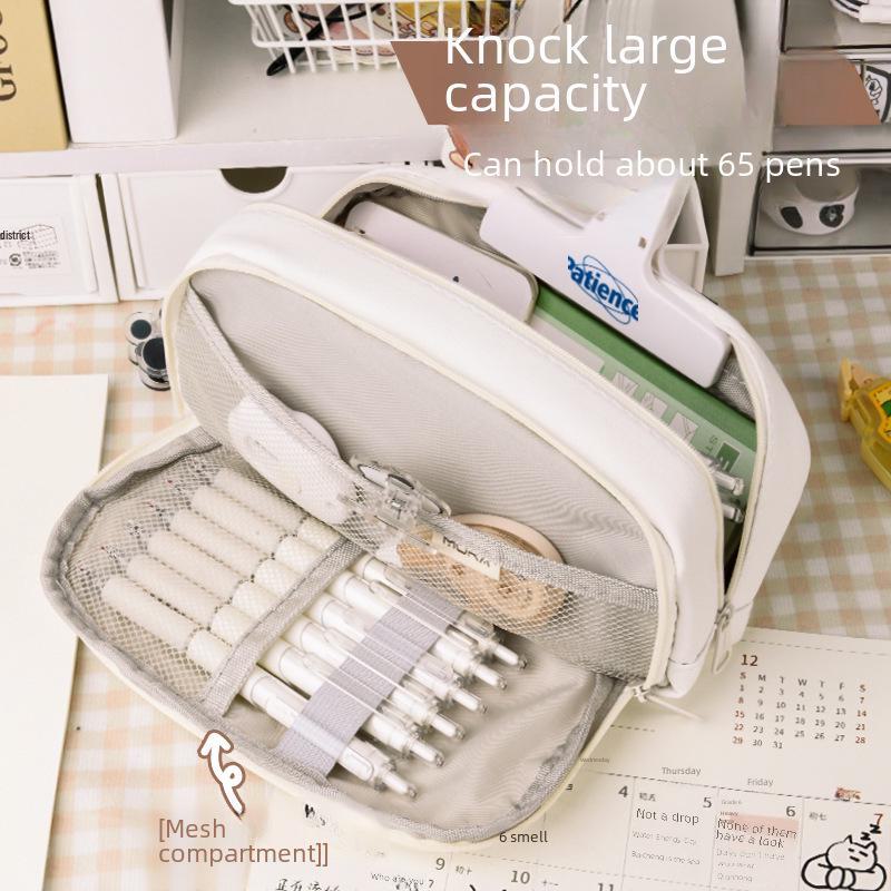 High-Value Large Capacity Canvas Pencil Case for Girls - Simple, Creative Design