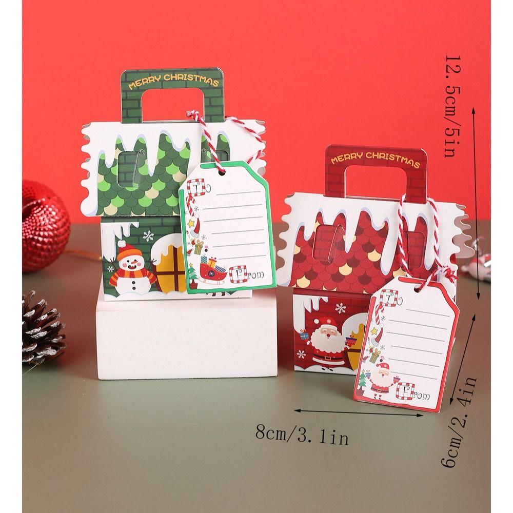 10Pcs Kraft Paper Christmas Gift Box Xmas Ornament Packaging Boxes New Candy Bags New Year