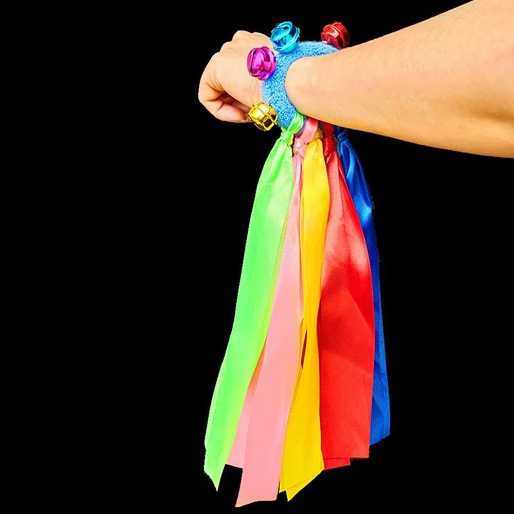 1Pcs/1Pair with Elastic Rope and Bell Children Wrist Ribbon Pom Club Dance Prop  Big Match