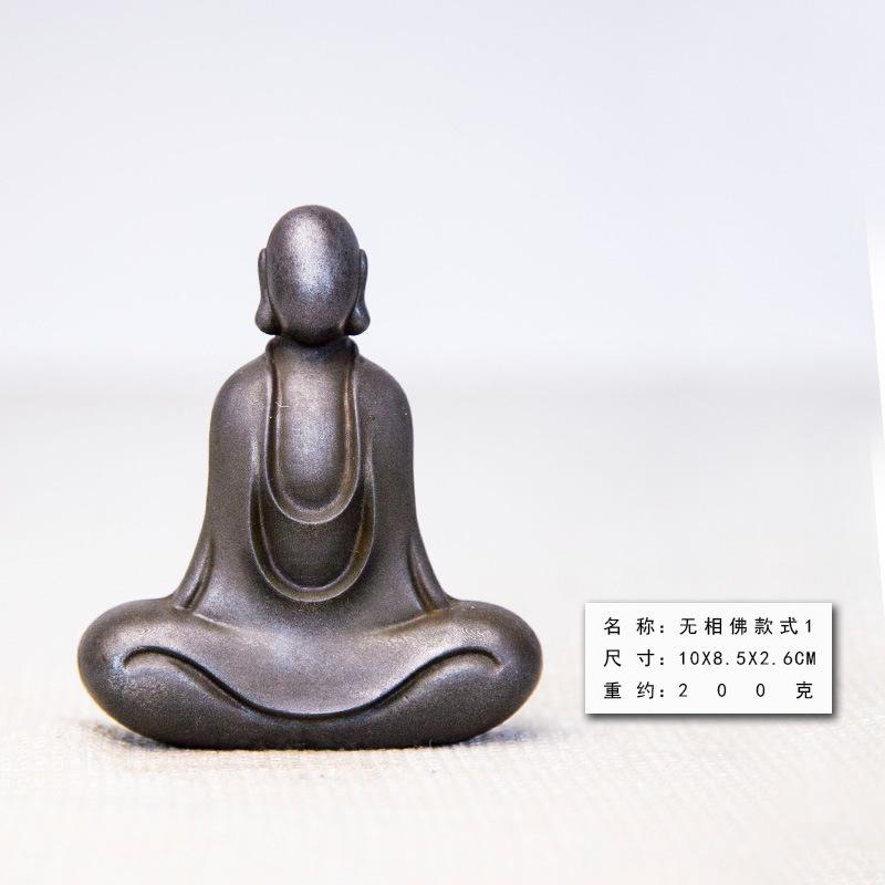 Chinese Retro Faceless Buddha Statue Mini Buddha Figure Home Living Room Office Table Zen Meditation Ornament Garden Decoration