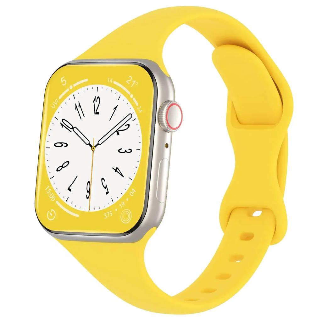 Тонкий силиконовый ремешок для Apple Watch 40 мм 44 мм 45 мм 41 мм 38 мм 42 мм однотонный ремешок-браслет для IWatch Series 1 2 3 4 5 6 SE 7