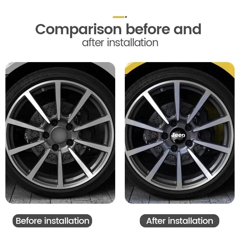 For Jeep Car Emblem Badge Decoration Wheel Center Hub Cap Rim Lid Sticker Cherokee Patriot Liberty Wrangler JK JL Commander NXJPT1