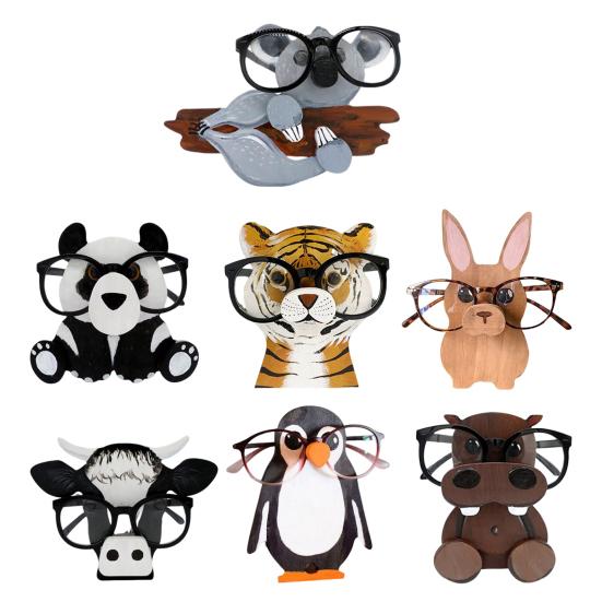 Деревянный держатель для очков в форме тигра, кролика, пингвина, быка, органайзер для очков, подставка для очков, домашний декор