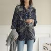 Spring and Autumn Women's Printed Long Sleeve Shirt Loose Plaid Shirt
