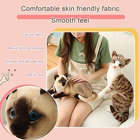 GUDVES Siamese cat plush toy short-haired realistic gift children 30.5cm (B)