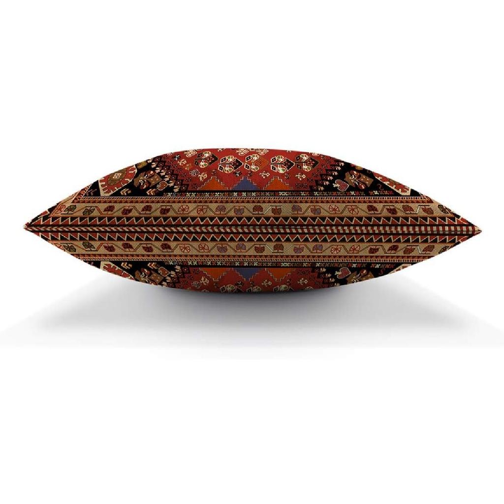 AOYEGO Persian Carpet Tribal Pattern Throw Pillow Cover Persian Embossing Ethnic Geometric Chaotic Diamond Grid Zigzag Pillow Case 18x18 Inch