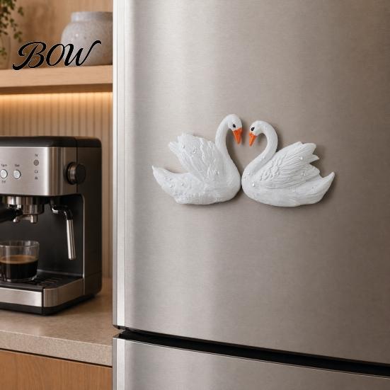 Magnetic Whiteboard Decorations Couple Swan Shape Refrigerator Magnet, 3D Resin Fridge Magnet Decorative for Locker Door Kitchen