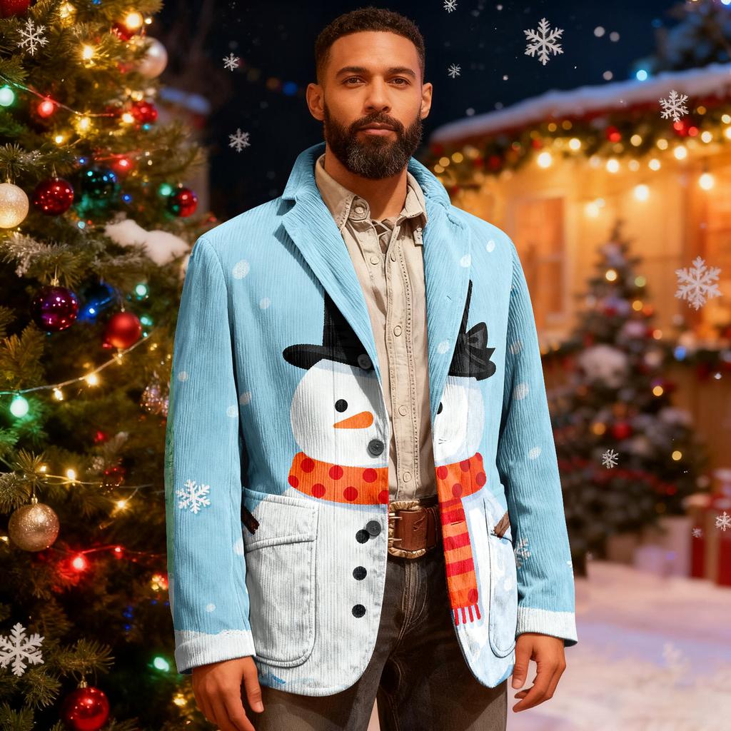 Мужской уродливый рождественский вельветовый теплый карманный пиджак-кардиган, мужской повседневный костюм