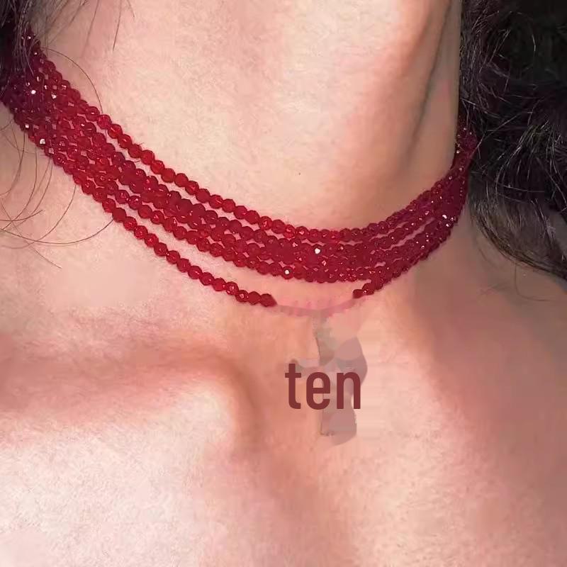 Многослойное колье-чокер с красным крестом 2024 года в оригинальном дизайне из титановой стали