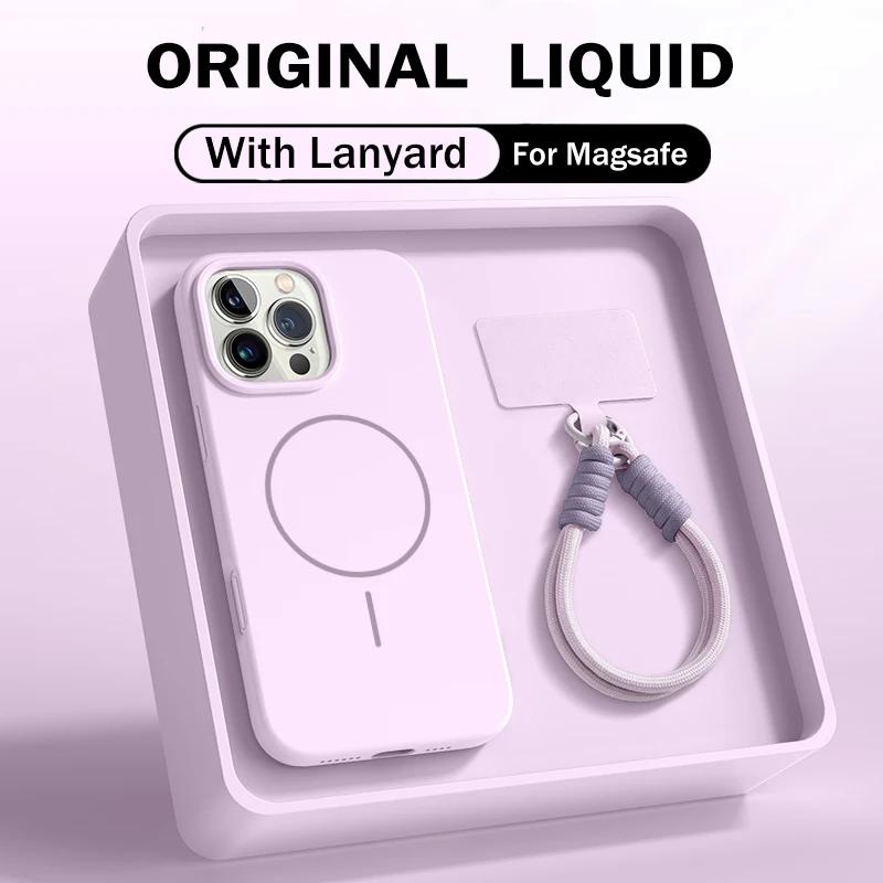 Liquid Silicone Lanyard Phone Case For For Iphone 17 17E 16 1 14 13 Pro Max For  Magnetic Strap Protector Back Cover