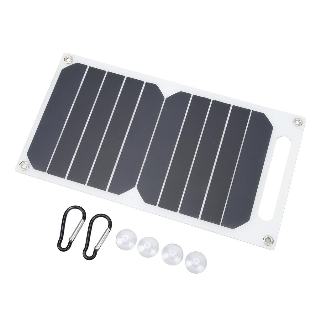 Solar Panel 10W Monocrystalline Silicon IP65 Waterproof Slim Portable Solar Panel Charger with Carabiner Suction Cup