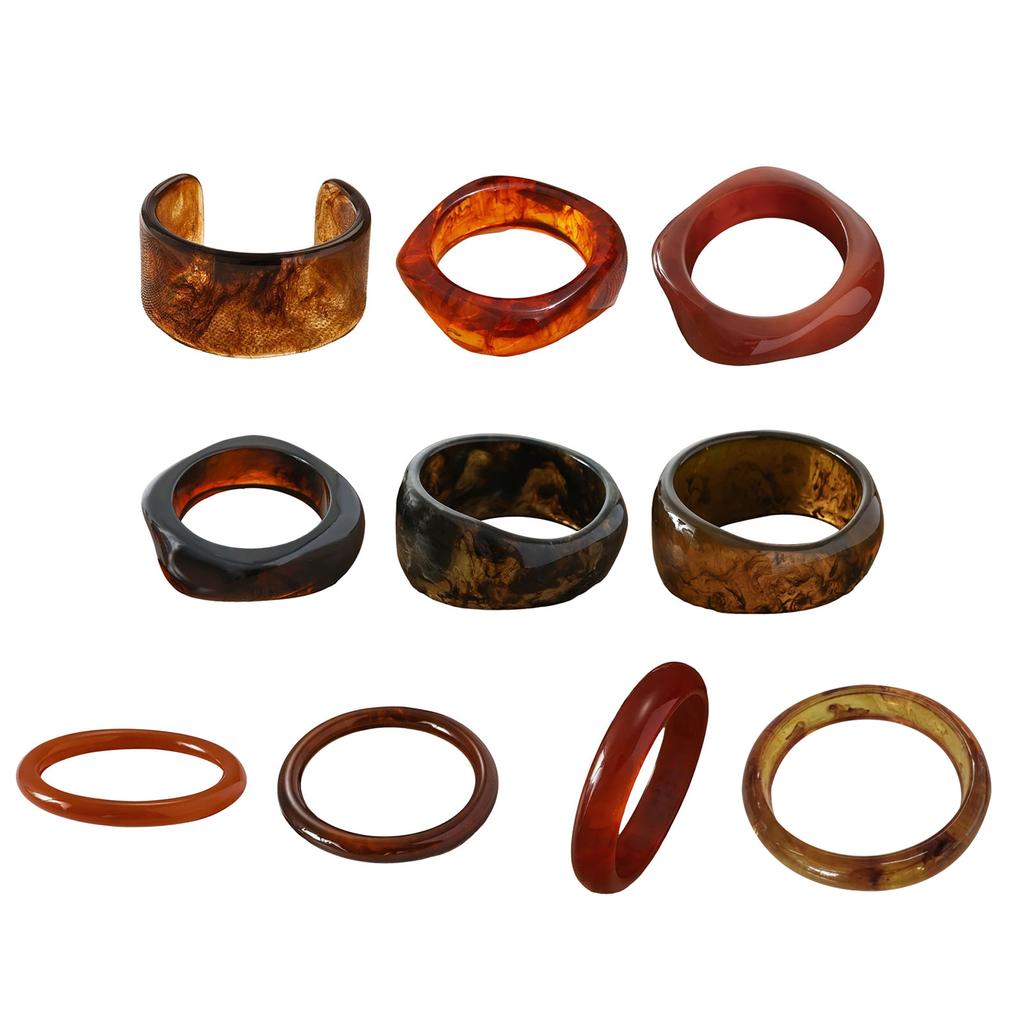 Colorful Resin Bangle Bracelets Wide Geometric Irregular Bangle Vintage Jewelry Artistic Fashion Accessory for Women